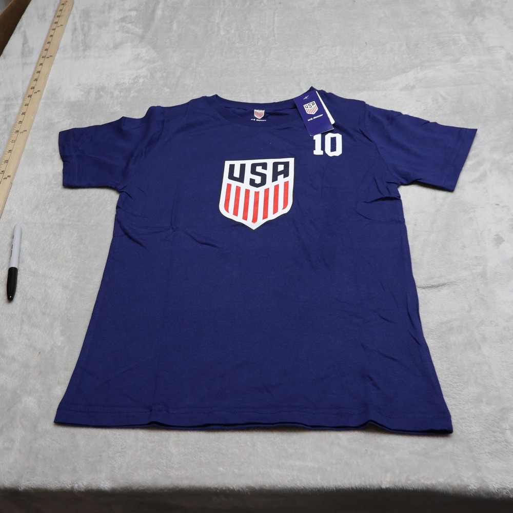 US Soccer Shirt Youth Large 12/14 Blue US Soccer Team #10 Pulisic Tee $$15 NEW